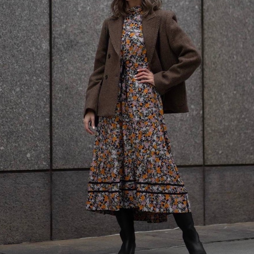 Flower Field Print Midi Dress